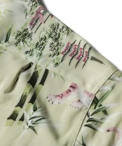 Non Stock MFG. CO. Ukiyo-e Tiger & Bamboo Pattern Aloha Shirt - Light Green NEW ARRIVALS