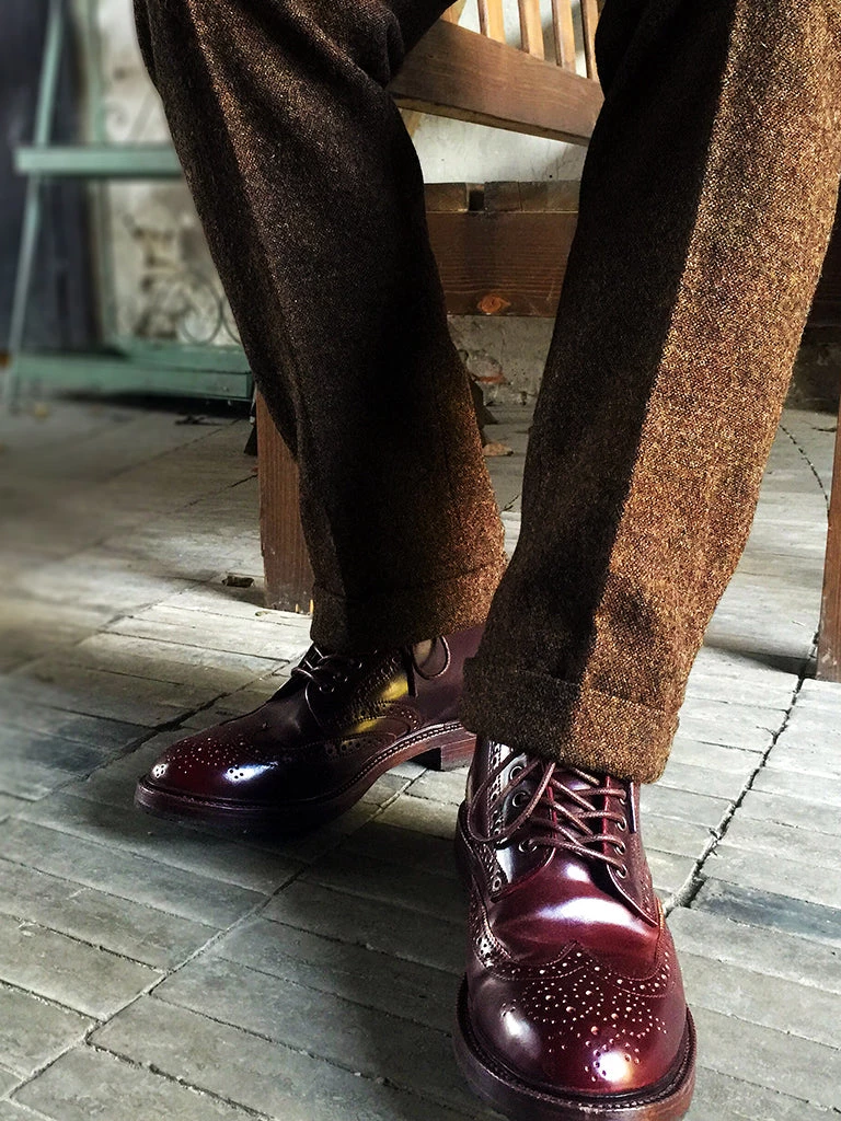 Annual Ring BEST SELLERS British Retro Brown Tweed Double Pleated Trousers 5 Annual Ring BEST SELLERS British Retro Brown Tweed Double Pleated Trousers