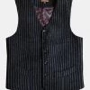Annual Ring Black & White Striped Tweed Vest TOPS