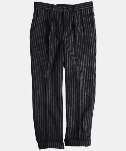 Annual Ring BOTTOMS 1920s Black & Gray Stripe Tweed Trousers