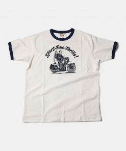 Non Stock MFG. CO. Retro Rider Print Motorcycle Short Sleeve T-Shirt - White TOPS