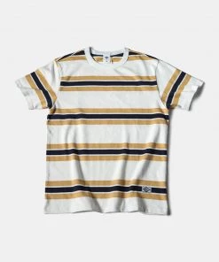 Non Stock MFG. CO. NEW ARRIVALS 9.8 Oz IVY Style Striped T-Shirt - Maize/Blue