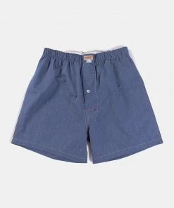 Remains Clothing 1950s Retro Salt & Pepper Boxer Shorts - Blue