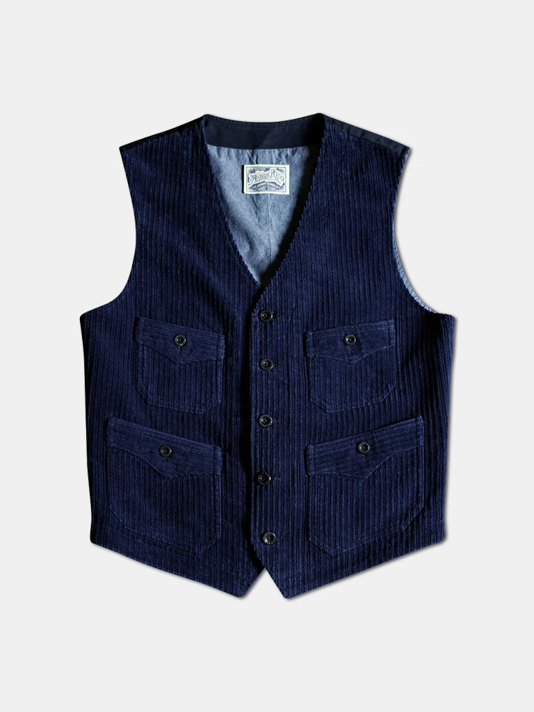 Annual Ring 1920s Indigo Corduroy Work Vest 1 Annual Ring 1920s Indigo Corduroy Work Vest