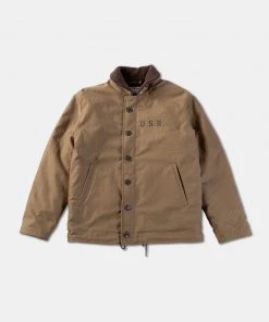 Non Stock MFG. CO. 1940s US Navy N-1 Deck Jacket - Faux Fur Inner - Khaki