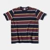 Non Stock MFG. CO. 9.8 Oz IVY Style Striped T-Shirt - Burgundy Red/Navy