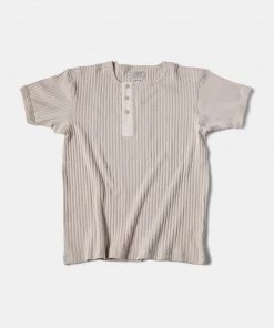 Bronson MFG. CO. 11 Oz Retro Ribbed Cotton Henley T-Shirt - Apricot