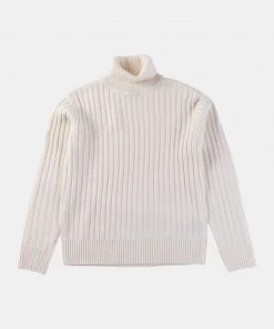 Annual Ring Merino Wool Roll Neck Sweater - White