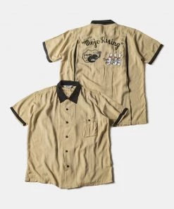 Non Stock MFG. CO. Loose Embroidery Bowling Shirt - Yellow