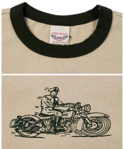 Non Stock MFG. CO. NEW ARRIVALS Retro Rider Motorcycle T-Shirt - Cream 9 Non Stock MFG. CO. NEW ARRIVALS Retro Rider Motorcycle T-Shirt - Cream