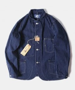 Bob Dong TOPS Lot BW0927 Wabash Indigo Railroad Work Stripe Jacket