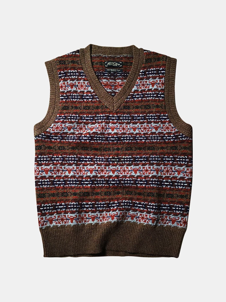 Annual Ring Shetland Wool Fair Isle Sweater Vest - Camel 1 Annual Ring Shetland Wool Fair Isle Sweater Vest - Camel