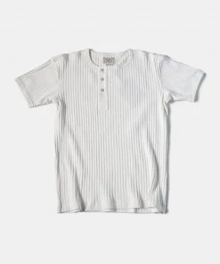 Bronson MFG. CO. TOPS 11 Oz Retro Ribbed Cotton Henley T-Shirt - White