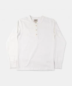 Bronson MFG. CO. Retro Long Sleeve Henley T-Shirt - White May 2022