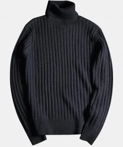 Annual Ring Merino Wool Roll Neck Sweater - Black