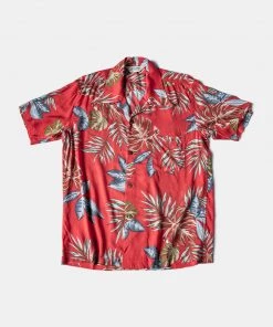 Non Stock MFG. CO. Plants & Flowers Pattern Aloha Shirt - Red TOPS