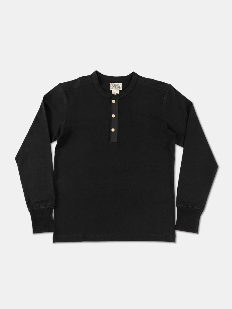 Bronson MFG. CO. Retro Long Sleeve Henley T-Shirt - Black 1 Bronson MFG. CO. Retro Long Sleeve Henley T-Shirt - Black