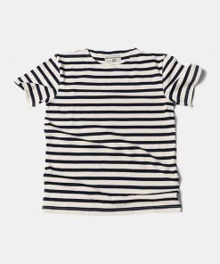 Bronson MFG. CO. French Sailor Boat Neck Breton Stripe T-Shirt - White/Navy