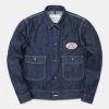 Ranger Overall Embroidered Double Pocket Denim Work Jacket - Demin Blue