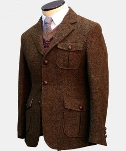 Annual Ring Half Norfolk Tweed Jacket - Brown