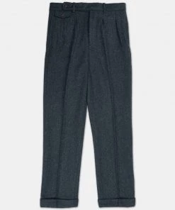Annual Ring 1930s American Style Herringbone Navy Tweed Trousers