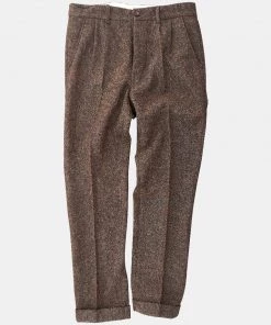 Annual Ring BEST SELLERS British Retro Brown Tweed Double Pleated Trousers