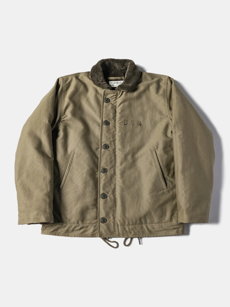 Bronson MFG. CO. TOPS 1940s USN Type N-1 Deck Jacket - Khaki Stencil 1 Bronson MFG. CO. TOPS 1940s USN Type N-1 Deck Jacket - Khaki Stencil