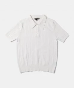 Annual Ring Retro Knitted Jacquard Polo Shirt - White BEST SELLERS