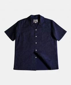 Annual Ring Classic Indigo Print Open Collar Shirt