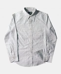 Annual Ring TOPS 1930s Dobby Grid Check Spearpoint Collar Dress Shirt