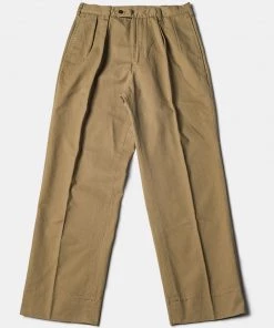 Non Stock MFG. CO. May 2022 1930s IVY Style Double Pleated Chino Trousers - Yellow