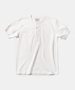 Bronson MFG. CO. Vintage Short Sleeve Henley T-Shirt - White Back In Stock