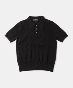 Annual Ring Retro Knitted Jacquard Polo Shirt - Black May 2022