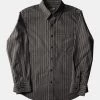 Annual Ring 1930s 6 Oz Yarn-Dyed Dobby Taupe Brown Striped Work Shirt