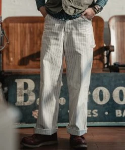 Bronson MFG. CO. Lot 952 HBT Striped Mechanic Pants - White