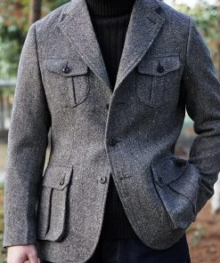 Annual Ring Coloured Speckle Tweed Safari Jacket TOPS 25 Annual Ring Coloured Speckle Tweed Safari Jacket TOPS