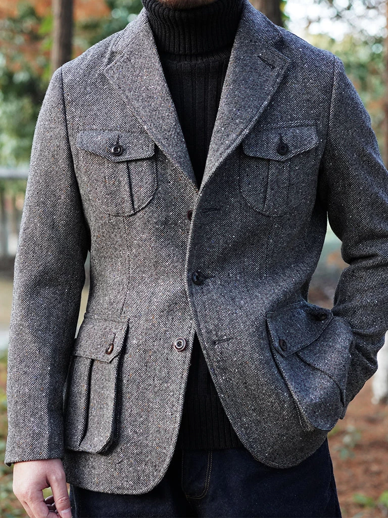 Annual Ring Coloured Speckle Tweed Safari Jacket TOPS 6 Annual Ring Coloured Speckle Tweed Safari Jacket TOPS