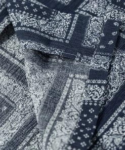 Non Stock MFG. CO. Paisley Print Seersucker Open Collar Shirt - Navy May 2022