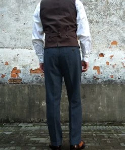 Annual Ring 1930s American Style Herringbone Navy Tweed Trousers 27 Annual Ring 1930s American Style Herringbone Navy Tweed Trousers