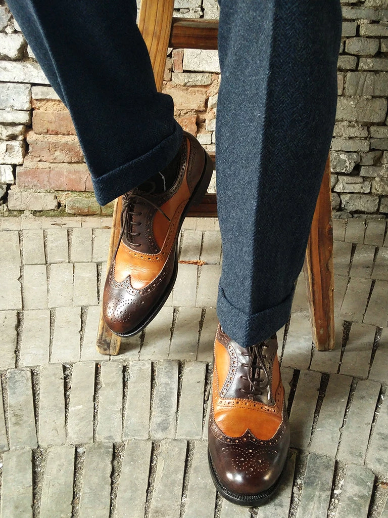 Annual Ring 1930s American Style Herringbone Navy Tweed Trousers 7 Annual Ring 1930s American Style Herringbone Navy Tweed Trousers