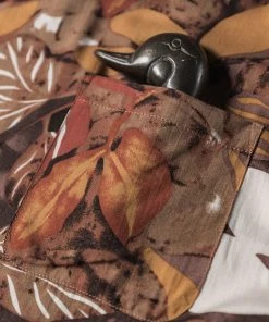 Non Stock MFG. CO. Tropical Plant & Flowers Pattern Aloha Shirt - Light Brown June 2022