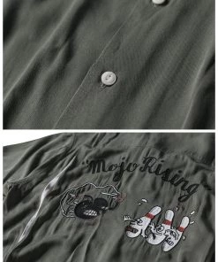Non Stock MFG. CO. Loose Embroidery Bowling Shirt - Green