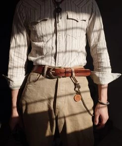 Old Selling Leather Vintage Brass Buckle Leather Belt - Brown ACCESSORIES