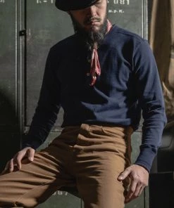 Bronson MFG. CO. Retro Long Sleeve Henley T-Shirt - Navy BEST SELLERS