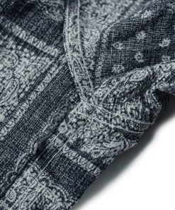 Non Stock MFG. CO. Paisley Print Seersucker Open Collar Shirt - Navy May 2022