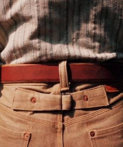 Old Selling Leather Vintage Brass Buckle Leather Belt - Brown ACCESSORIES