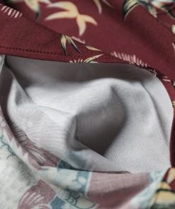 Non Stock MFG. CO. Ukiyo-e Tiger & Crane Pattern Aloha Shirt - Wine Red