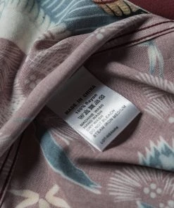 Non Stock MFG. CO. Ukiyo-e Tiger & Crane Pattern Aloha Shirt - Wine Red