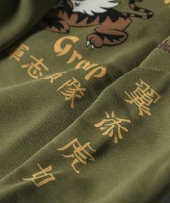 Non Stock MFG. CO. TOPS Flying Tigers Military Print Sweatshirt - Olive
