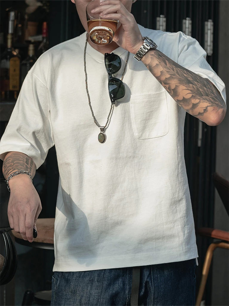 Non Stock MFG. CO. 9.8 Oz Cotton Classic Pocket T-Shirt - White TOPS 2 Non Stock MFG. CO. 9.8 Oz Cotton Classic Pocket T-Shirt - White TOPS